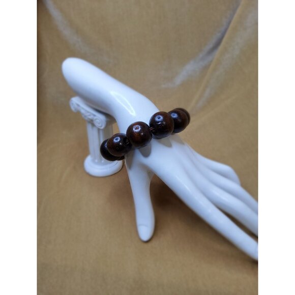 vintage wooden beaded tribal style stretch bracelet - Picture 3 of 4